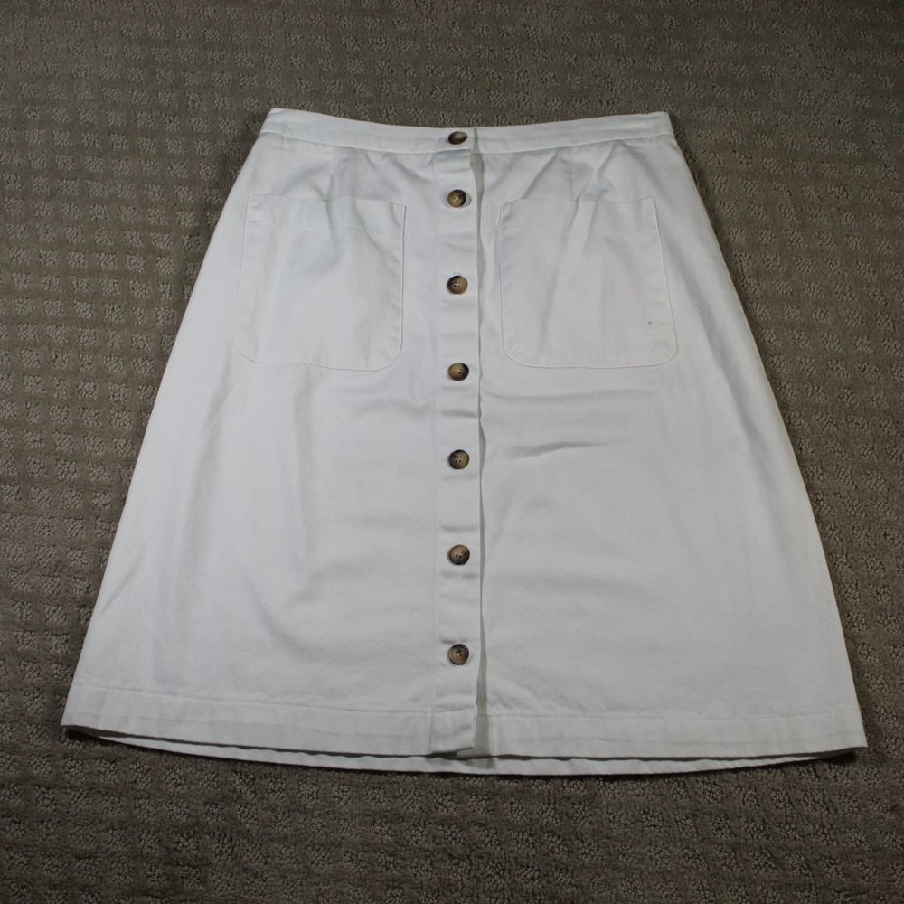 Folio Saks Fifth Avenue Size 4 White Front Button Skirt